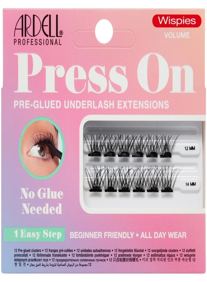 Ardell Press On Pre-Glued Eyelash Extension - Wispies Volume, Customizable DIY Lash Clusters, All-Day Wear, 12mm and 14mm Individual Lashes, 12 Count - Image 1